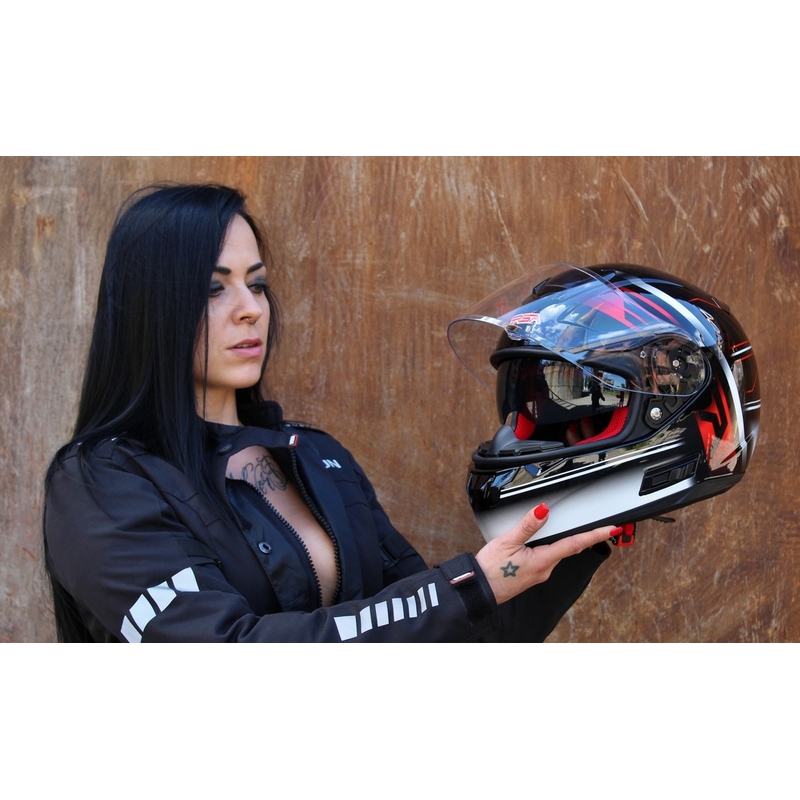 Prilba na motocykel RSA SR-01 čierno-červeno-biela výpredaj