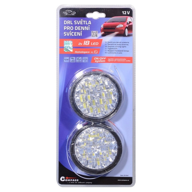 Svetlá denného svietenia guľaté 18 LED/12 V výpredaj
