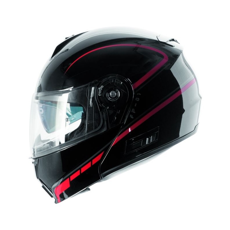 Vyklápací prilba na motorku Ozone FP-01 - čierno / červená + Pinlock vypredaj výpredaj