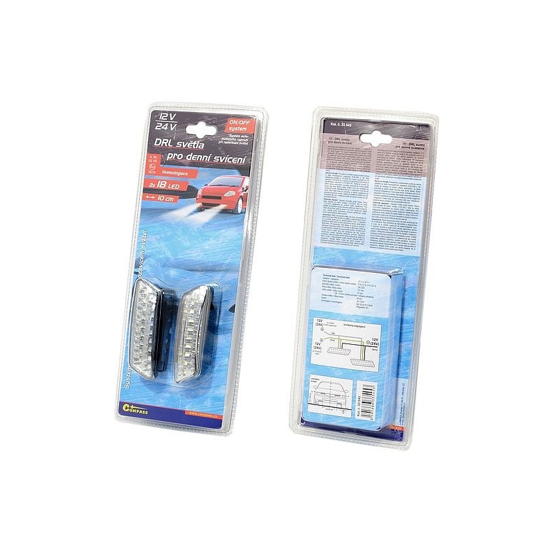Svetlá denného svietenia RL hom. 18 LED 10 cm on/off 12/24 V
