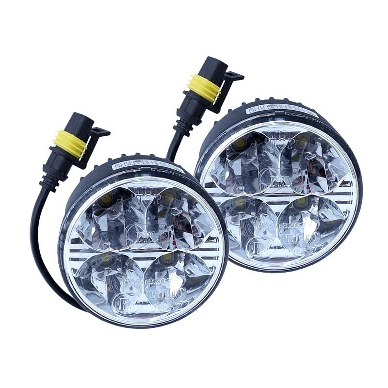 Svetlá denného svietenia 4 HIGH POWER LED 12 V/24 V (guľaté 70 mm)
