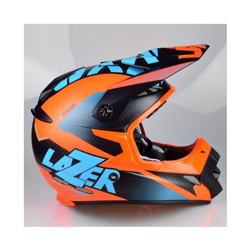 Motokrosová prilba Lazer MX8 X-Team Carbon modro-oranžová výpredaj