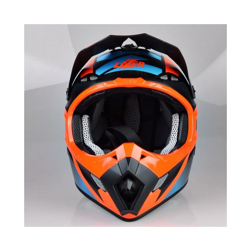 Motokrosová prilba Lazer MX8 X-Team Carbon modro-oranžová výpredaj