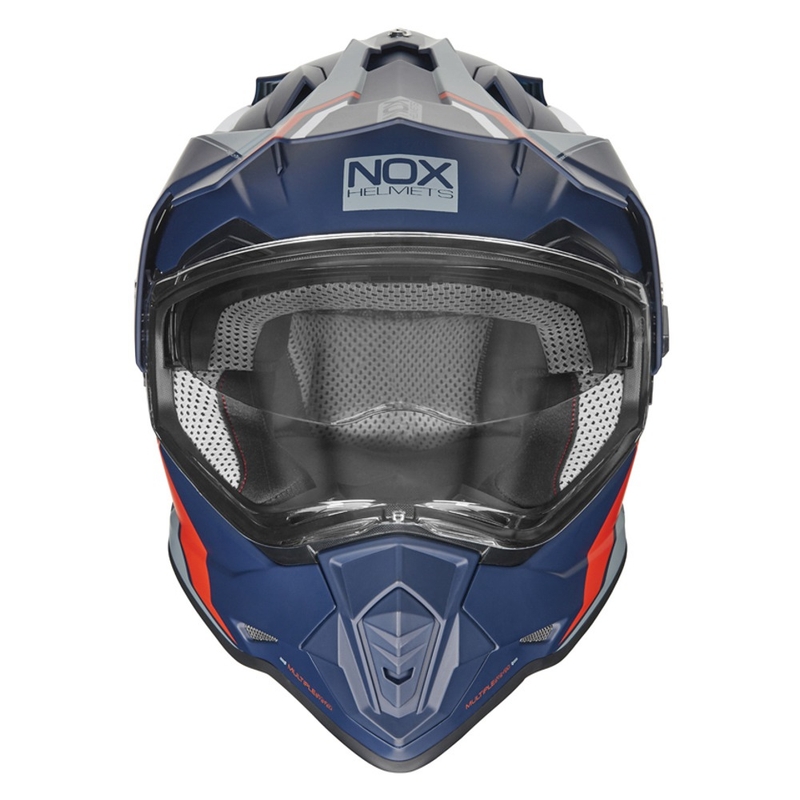 Enduro prilba NOX N312 BLOCK 2022 sivo-bielo-červeno-modrá