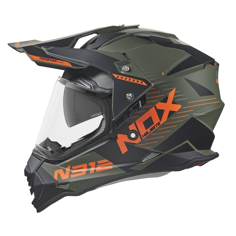 Enduro prilba NOX N312 EXTEND 2022 kaki-oranžová