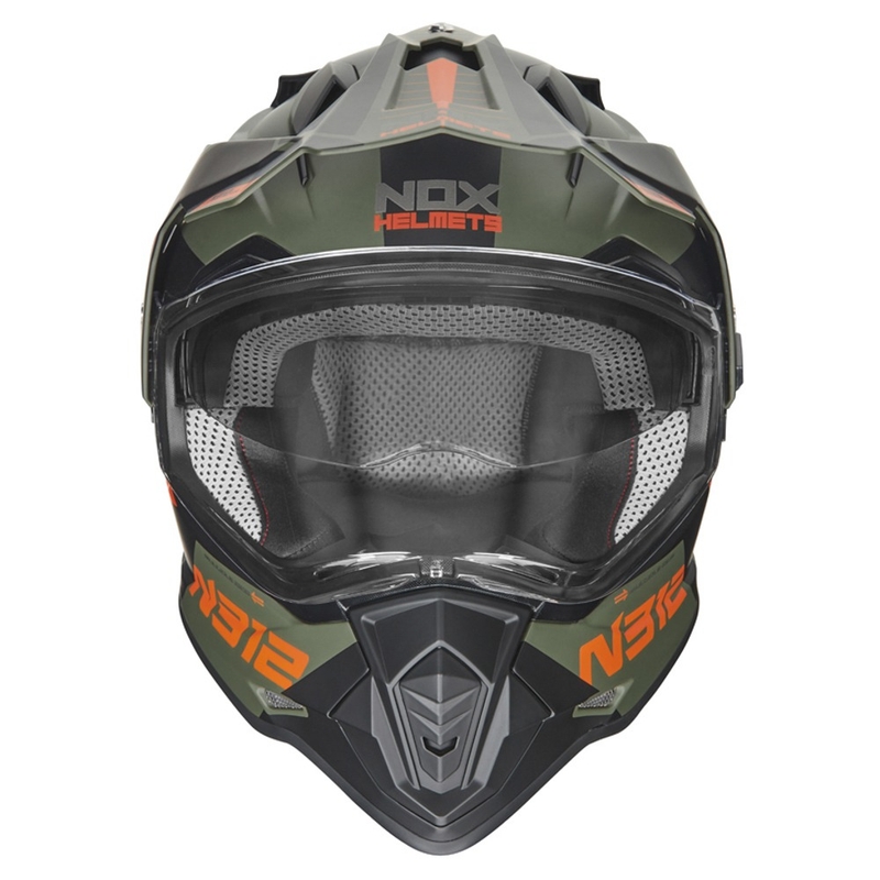 Enduro prilba NOX N312 EXTEND 2022 kaki-oranžová