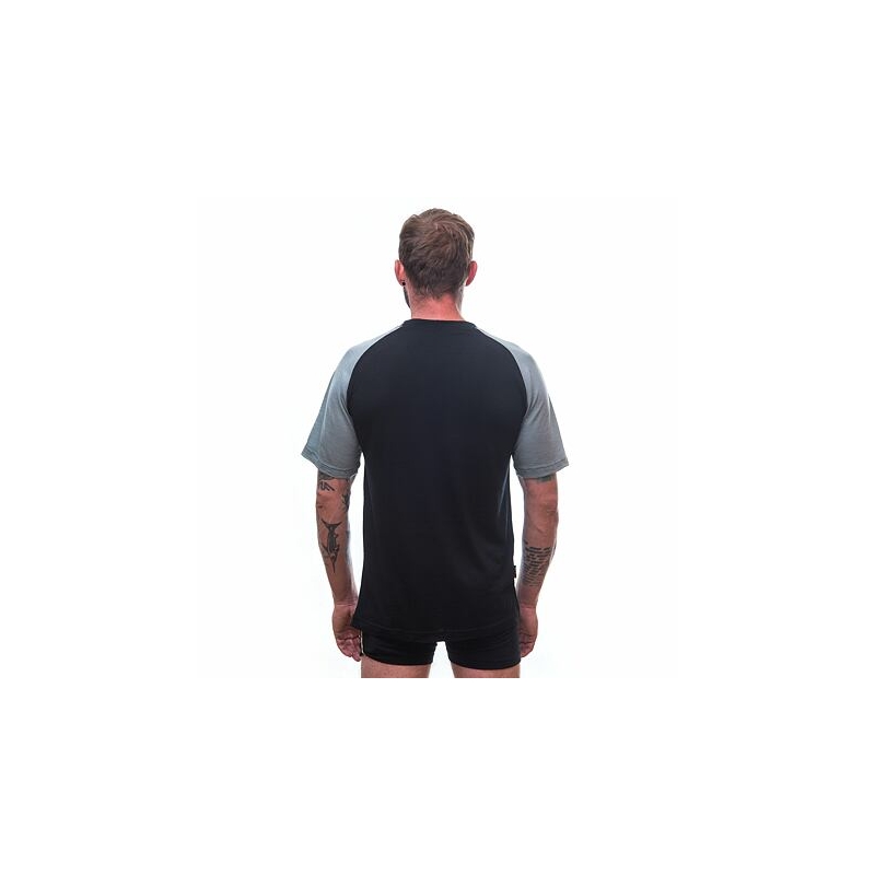 Pánske tričko Sensor Merino Active PT Logo čierno-sivé výpredaj