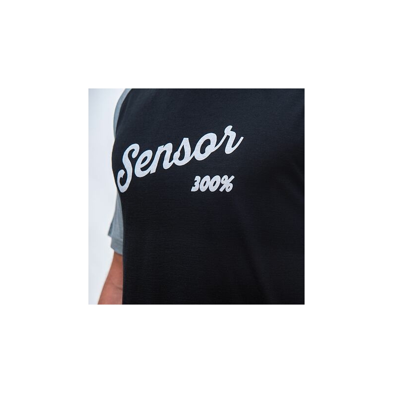 Pánske tričko Sensor Merino Active PT Logo čierno-sivé výpredaj
