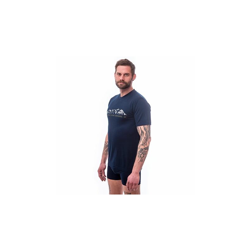 Pánske tričko Sensor Merino Active PT Mountains tmavo modré výpredaj