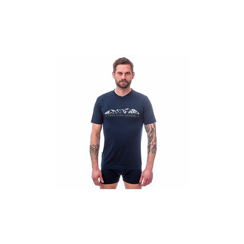 Pánske tričko Sensor Merino Active PT Mountains tmavo modré výpredaj
