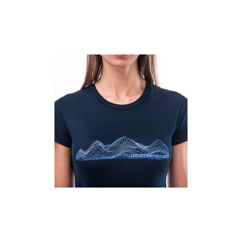 Dámske tričko Sensor Merino Active PT Mountains tmavomodré výpredaj