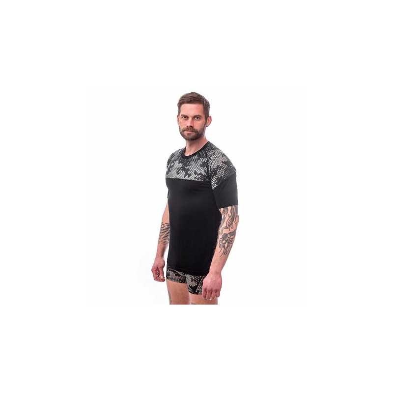 Pánske termo tričko Sensor Merino Impress čierno-sivé výpredaj