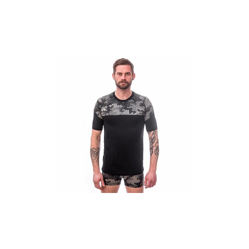 Pánske termo tričko Sensor Merino Impress čierno-sivé výpredaj