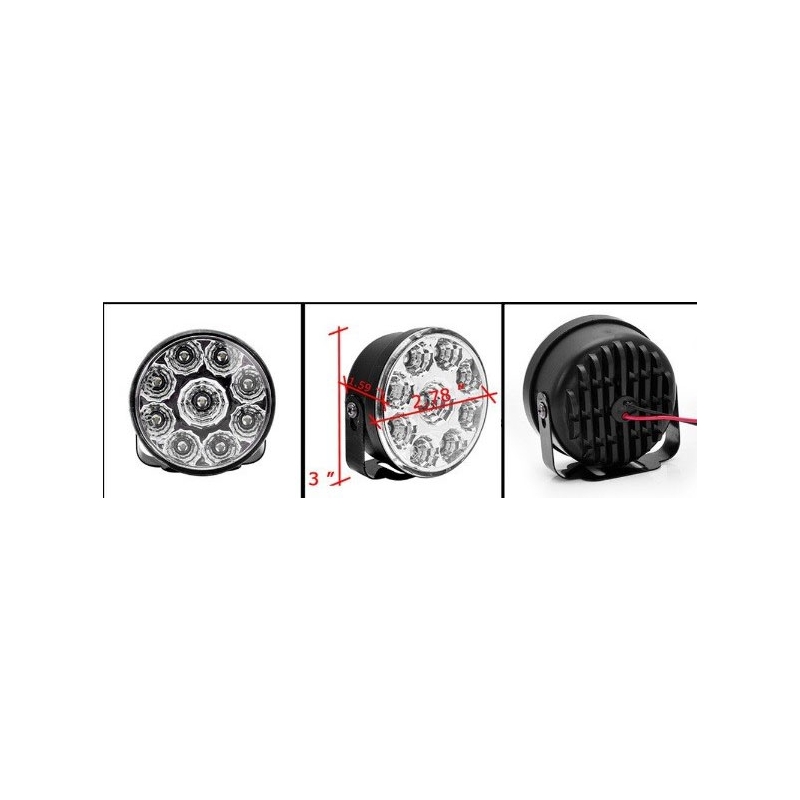 Svetlá denného osvetlenia Superlight DRL 9 LED diód okrúhla
