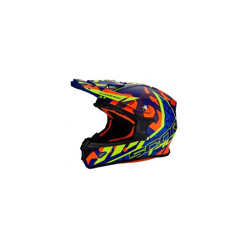 Motokrosová prilba Scorpion VX-21 Air Furio modro-oranžovo-fluo žltá vypredaj výpredaj