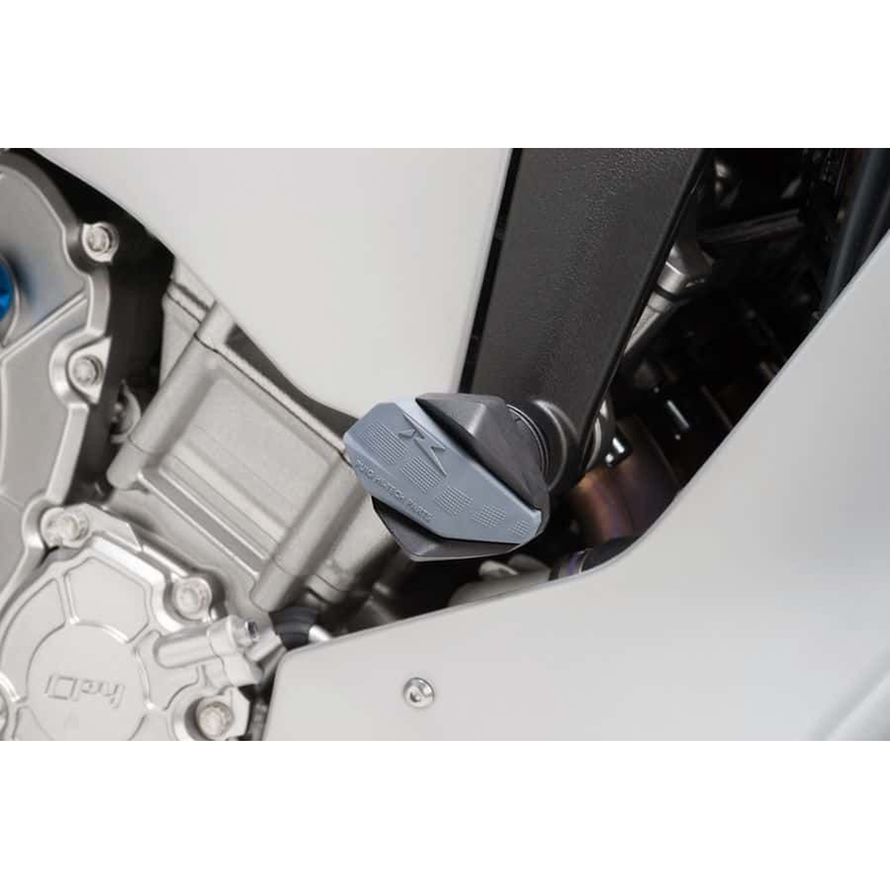 Posuvníky rámu PUIG R12 čierny s šedou gumou pre YAMAHA YZF-R1 2015-2026, YAMAHA MT-10 1000 2016-2026