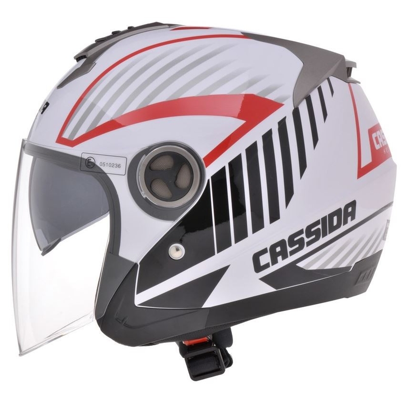 Prilba na motocykel Cassida Magnum čierno-bielo-červená