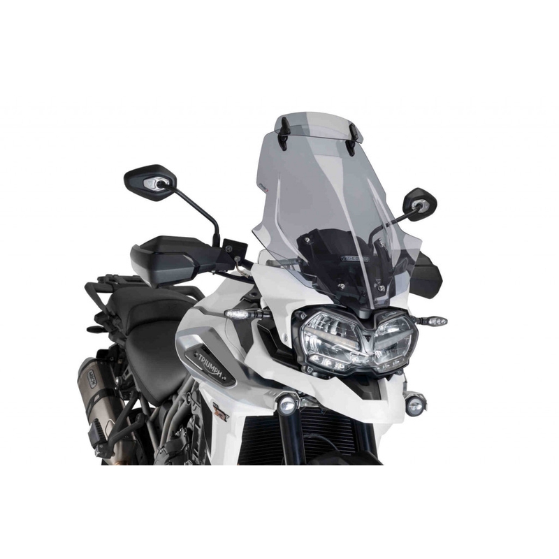 Plexi štít PUIG TOURING WITH VISOR dymové pre TRIUMPH Tiger 1200 Explorer / GT Explorer 2018-2019