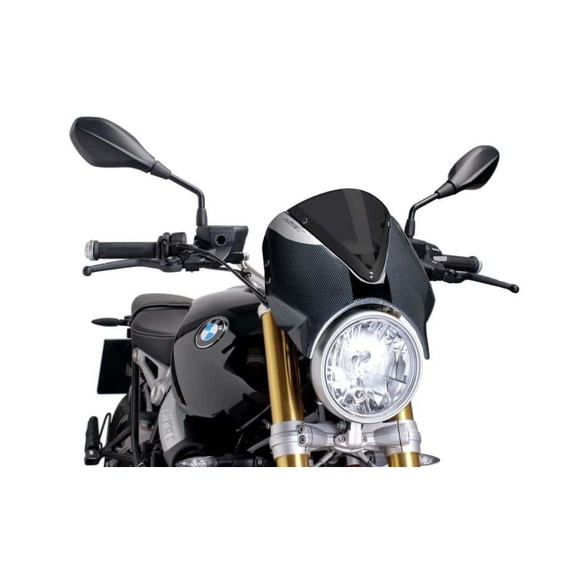Plexi na motorku PUIG RETROVISION karbónový vzhľad tmavá dymová pre BMW R 1200 Nine T 2013-2024