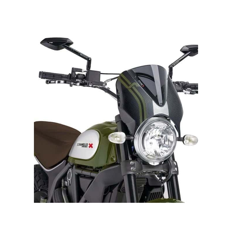 Plexi na motorku PUIG RETROVISION karbónový vzhľad tmavá dymová výpredaj