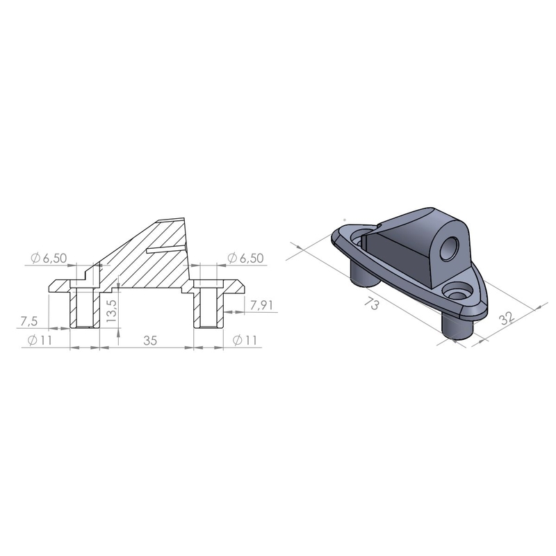 Zrkadlový adaptér PUIG ADAPTER LEFT SIDE FOR FAIRING DAYTONA 675 čierna na kapotáž