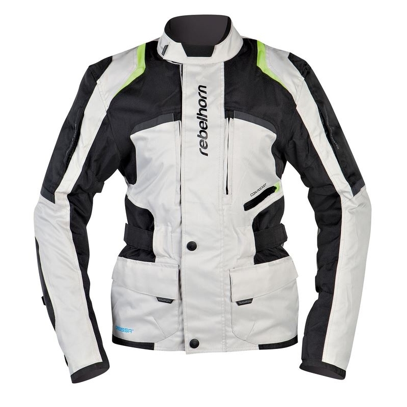 Dámska moto bunda Rebelhorn Hiker šedo-čierno-fluo žltá