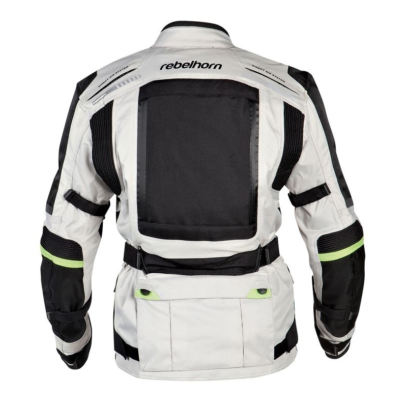 Dámska moto bunda Rebelhorn Hiker šedo-čierno-fluo žltá