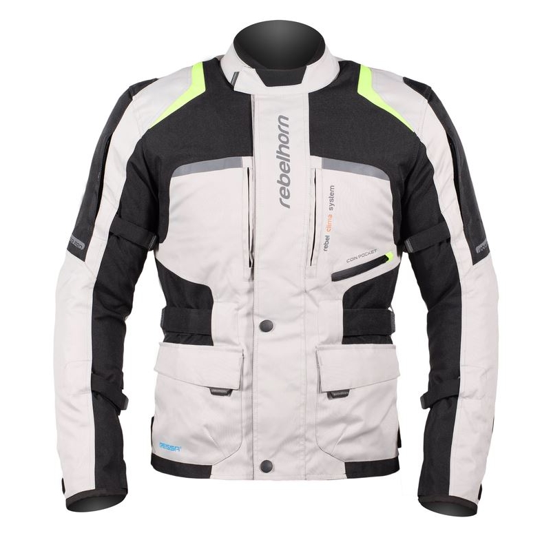 Moto bunda Rebelhorn Hiker Pre šedo-čierno-fluo žltá