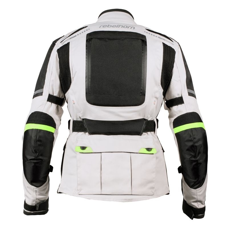 Dámska moto bunda Rebelhorn Hiker Pre šedo-čierno-fluo žltá vypredaj výpredaj