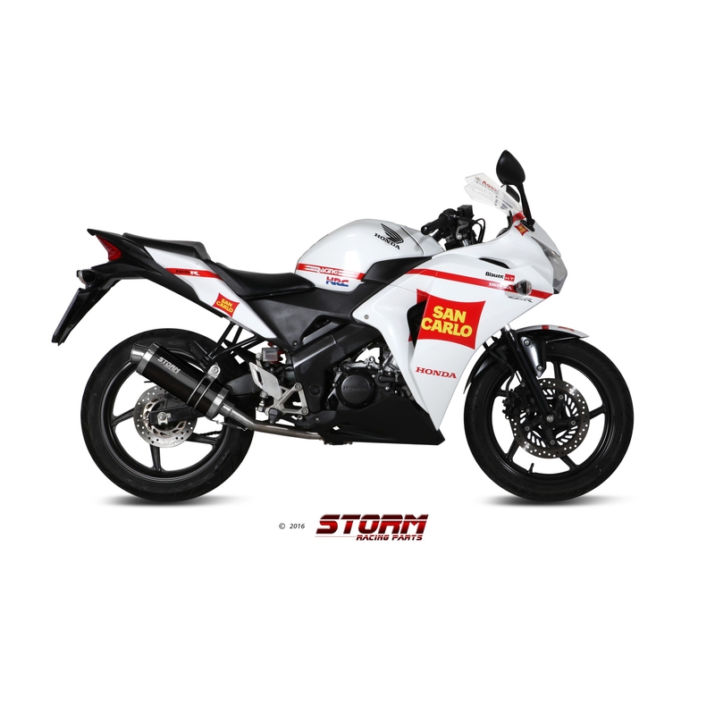 Výfuk kompletný 1x1 STORM OVAL Oceľovo čierna pre HONDA CBR 125 R 2011-2019