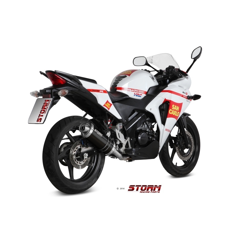 Výfuk kompletný 1x1 STORM OVAL Oceľovo čierna pre HONDA CBR 125 R 2011-2019