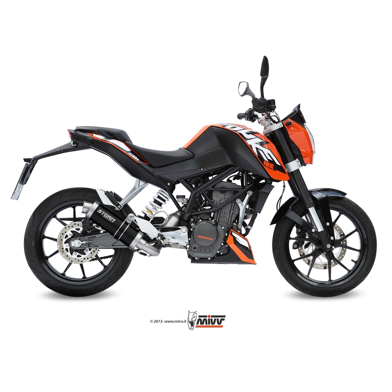 Výfuk kompletný 1x1 STORM GP Oceľovo čierna pre KTM Duke 125 2011-2016, KTM Duke 200 2012-2014