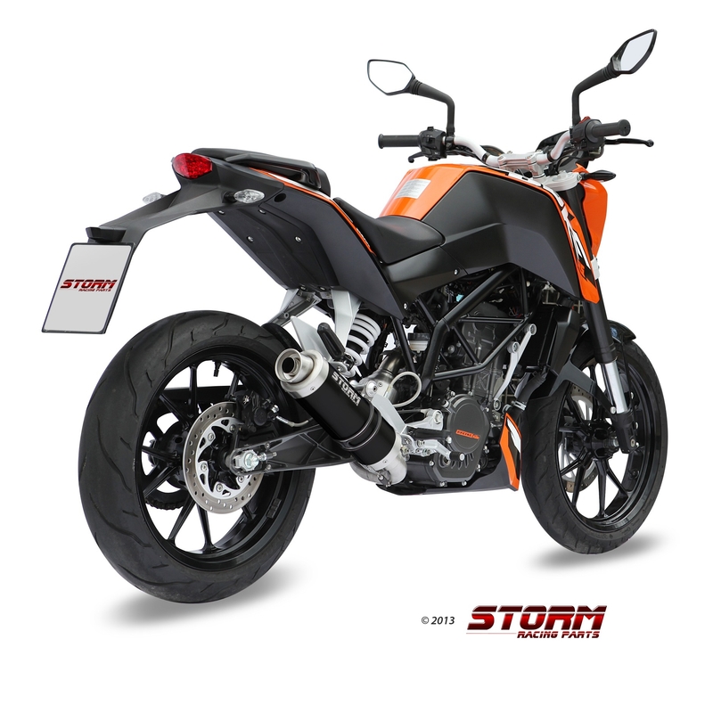 Výfuk kompletný 1x1 STORM GP Oceľovo čierna pre KTM Duke 125 2011-2016, KTM Duke 200 2012-2014