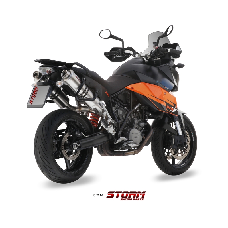 2 koncovky výfuku STORM OVAL nerez pre KTM Supermoto 990 / R / T 2009-2013