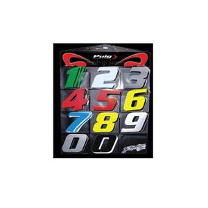Samolepka PUIG RACING (0-9) 4040G žltá 115 mm (10 kusov)