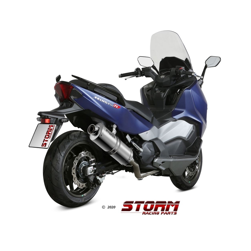 Výfuk kompletný 2x1 STORM OVAL nerez pre SYM TL 500  2020-2021, SYM Maxsym TL 500 2019-2020