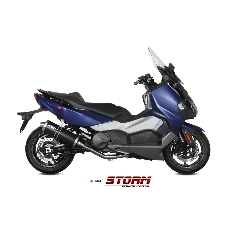 Výfuk kompletný 2x1 STORM OVAL Oceľovo čierna pre SYM TL 500  2020-2021, SYM Maxsym TL 500 2019-2020