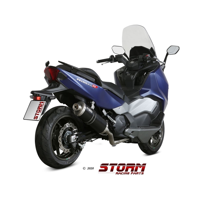 Výfuk kompletný 2x1 STORM OVAL Oceľovo čierna pre SYM TL 500  2020-2021, SYM Maxsym TL 500 2019-2020