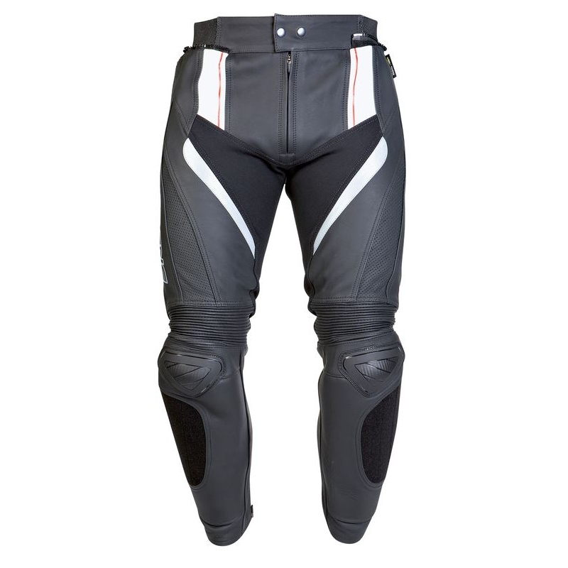 Kožené nohavice na motorku Ozone Grip - čierno / biele