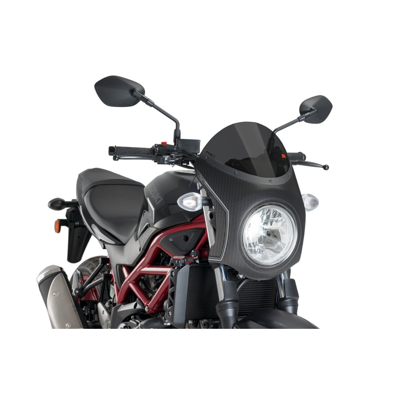 Plexi na motorku PUIG RETRO SEMI-FAIRING tmavá dymová karbónový vzhľad