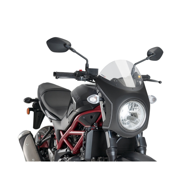Plexi na motorku PUIG RETRO SEMI-FAIRING dymové karbónový vzhľad