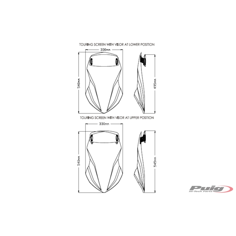 Plexi štít PUIG TOURING WITH VISOR dymové