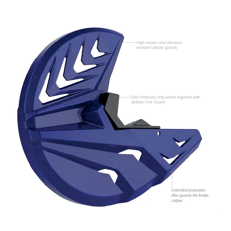 Kryt predného brzdového kotúča so spodným krytom vidlice POLISPORT PERFORMANCE čierno/čierna