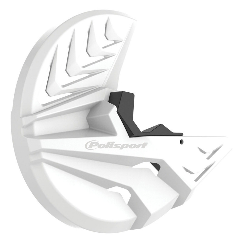 Kryt predného brzdového kotúča so spodným krytom vidlice POLISPORT biela/čierna pre HONDA CRF 450 R 2010-2014, HONDA CRF 250 R 2010-2014