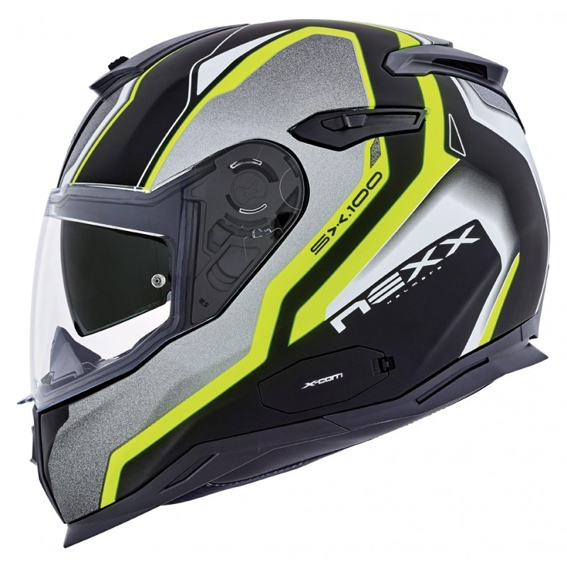 Prilba na motorku Nexx SX 100 Blast čierno-šedo-fluo žltá výpredaj