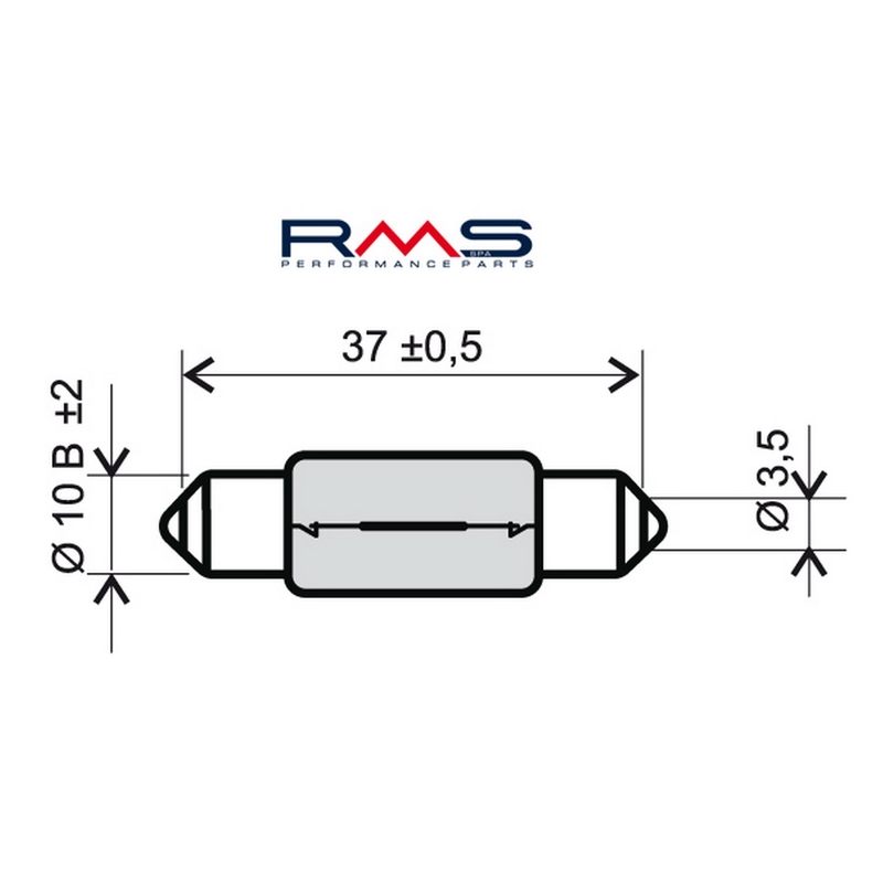 Žiarovka RMS 12V 5W, T11X39 S8.5 biela