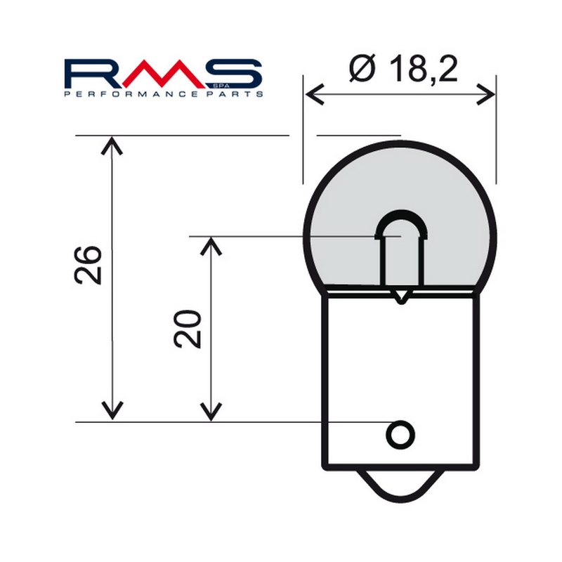 Žiarovka RMS 12V 5W, R5W BA15S biela