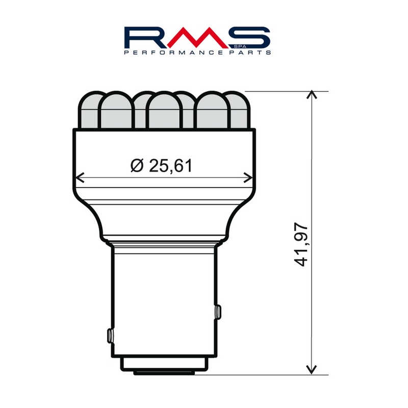 Žiarovka RMS 12V 12 Led, BAY15D biela