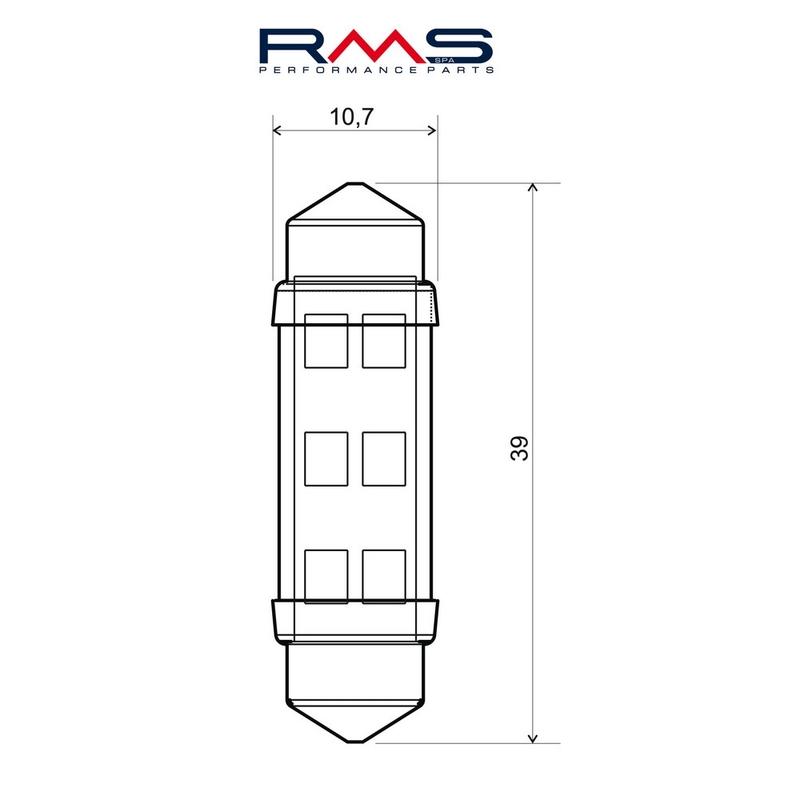 Žiarovka RMS 12V 6 Led, SV8.5 biela