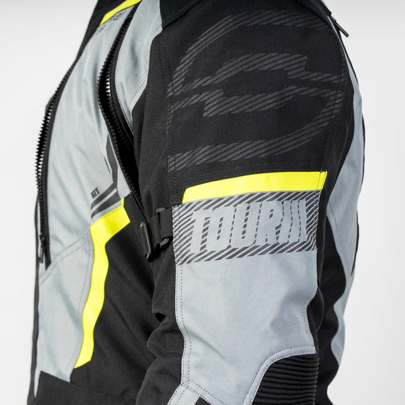 Bunda na motocykel Ozone Tour III čierno-šedo-fluorescenčno žltá
